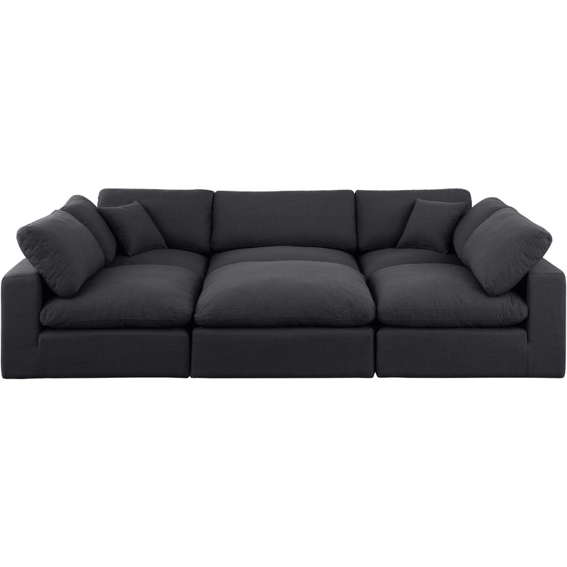 Meridian Comfy Black Linen Textured Fabric Modular Sectional IMAGE 4