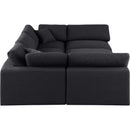 Meridian Comfy Black Linen Textured Fabric Modular Sectional IMAGE 5