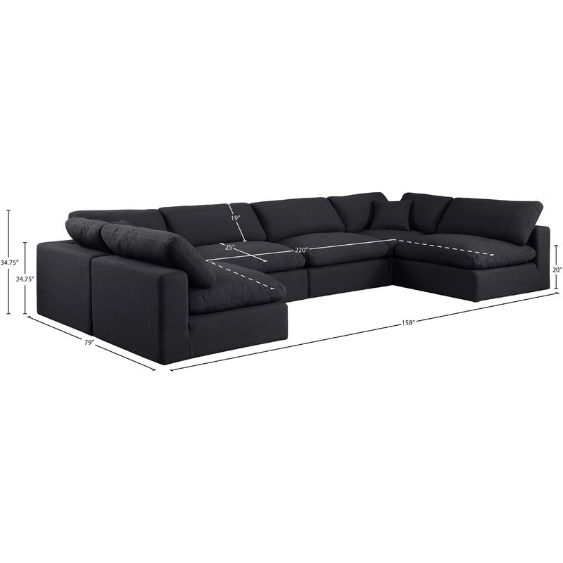 Meridian Comfy Black Linen Textured Fabric Modular Sectional IMAGE 10