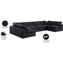 Meridian Comfy Black Linen Textured Fabric Modular Sectional IMAGE 11
