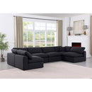 Meridian Comfy Black Linen Textured Fabric Modular Sectional IMAGE 2