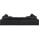 Meridian Comfy Black Linen Textured Fabric Modular Sectional IMAGE 3