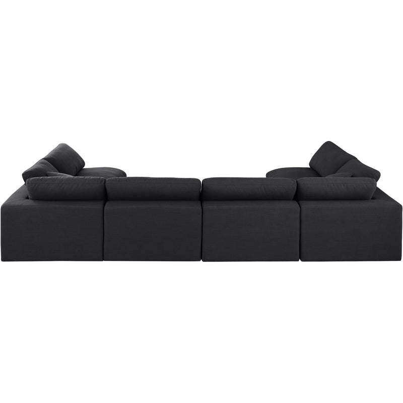 Meridian Comfy Black Linen Textured Fabric Modular Sectional IMAGE 3