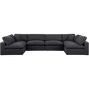 Meridian Comfy Black Linen Textured Fabric Modular Sectional IMAGE 4