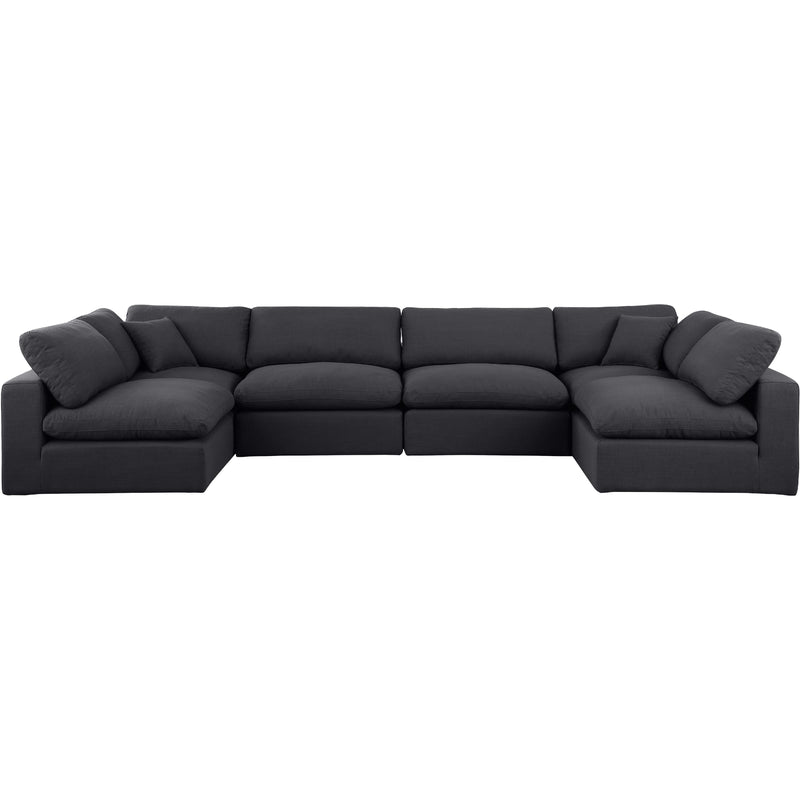 Meridian Comfy Black Linen Textured Fabric Modular Sectional IMAGE 4