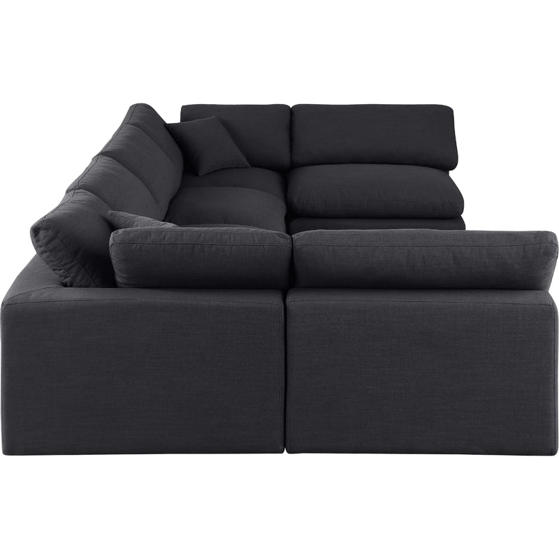 Meridian Comfy Black Linen Textured Fabric Modular Sectional IMAGE 5