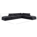 Meridian Comfy Black Linen Textured Fabric Modular Sectional IMAGE 10