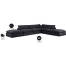 Meridian Comfy Black Linen Textured Fabric Modular Sectional IMAGE 11