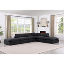 Meridian Comfy Black Linen Textured Fabric Modular Sectional IMAGE 2
