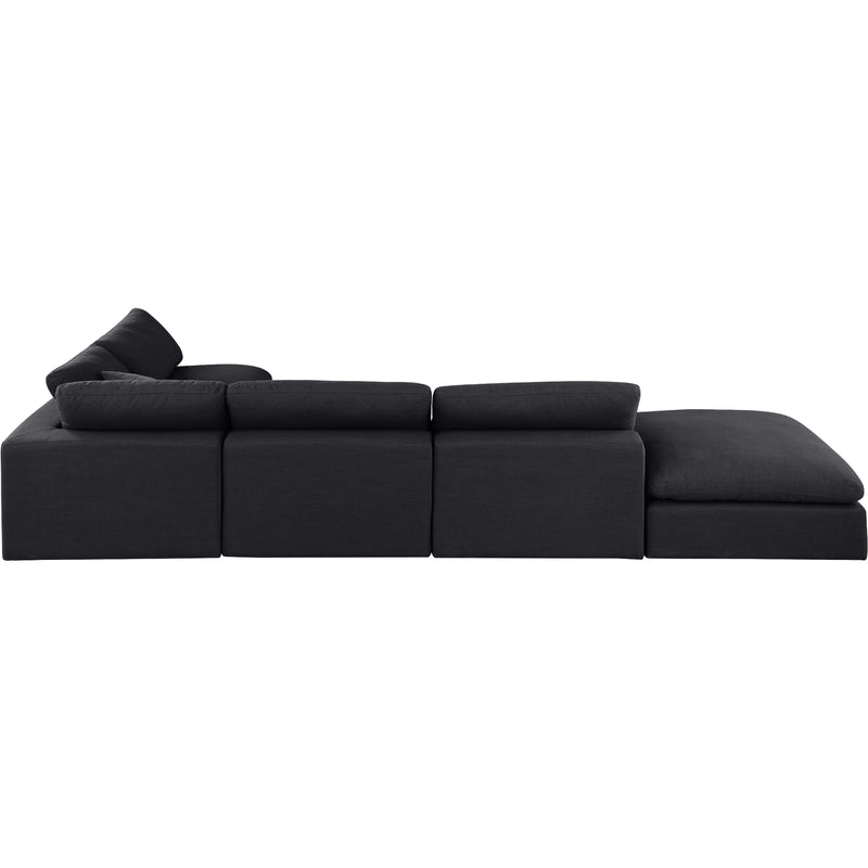 Meridian Comfy Black Linen Textured Fabric Modular Sectional IMAGE 3