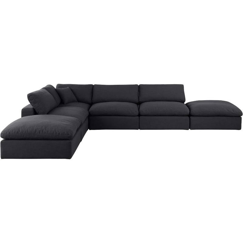 Meridian Comfy Black Linen Textured Fabric Modular Sectional IMAGE 4