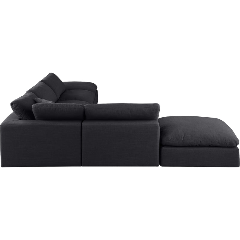 Meridian Comfy Black Linen Textured Fabric Modular Sectional IMAGE 5