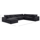 Meridian Comfy Black Linen Textured Fabric Modular Sectional IMAGE 10