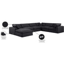 Meridian Comfy Black Linen Textured Fabric Modular Sectional IMAGE 11