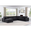 Meridian Comfy Black Linen Textured Fabric Modular Sectional IMAGE 2