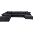 Meridian Comfy Black Linen Textured Fabric Modular Sectional IMAGE 4