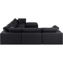 Meridian Comfy Black Linen Textured Fabric Modular Sectional IMAGE 5