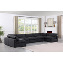 Meridian Comfy Black Linen Textured Fabric Modular Sectional IMAGE 2