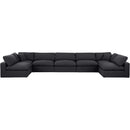 Meridian Comfy Black Linen Textured Fabric Modular Sectional IMAGE 4