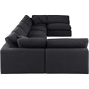 Meridian Comfy Black Linen Textured Fabric Modular Sectional IMAGE 5