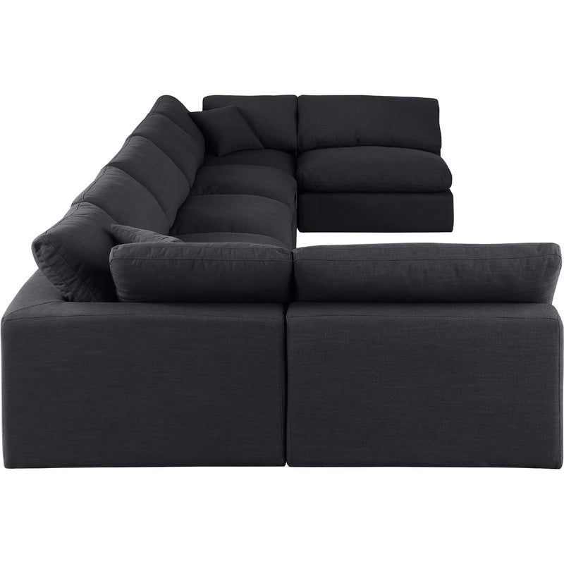 Meridian Comfy Black Linen Textured Fabric Modular Sectional IMAGE 5
