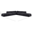 Meridian Comfy Black Linen Textured Fabric Modular Sectional IMAGE 10