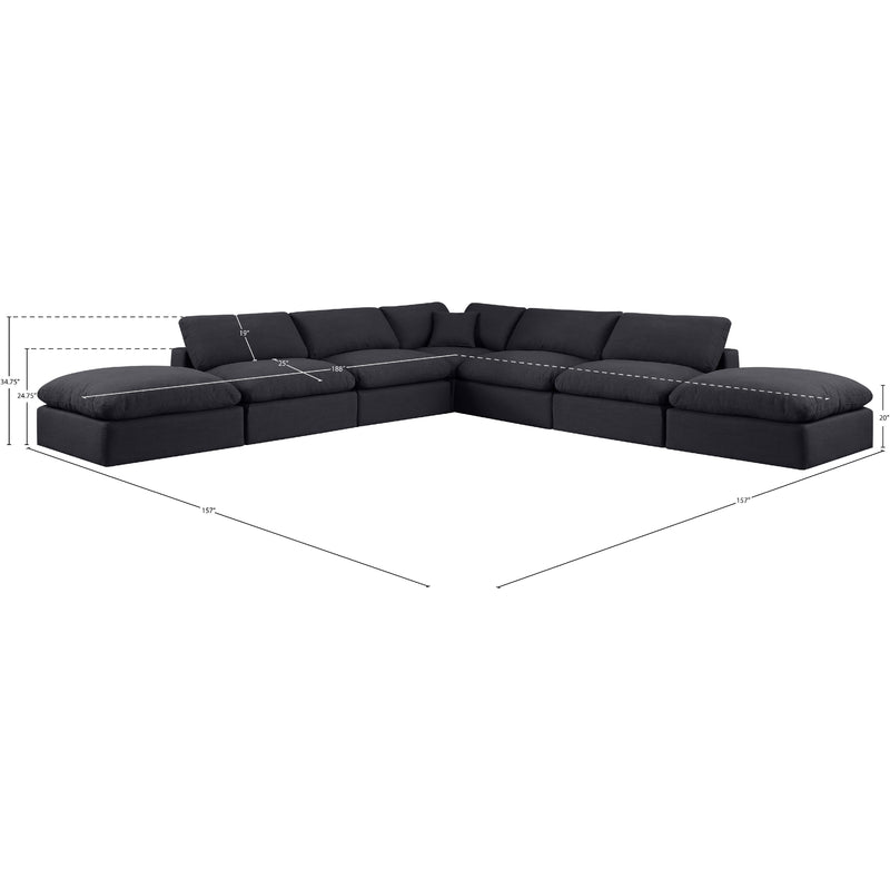 Meridian Comfy Black Linen Textured Fabric Modular Sectional IMAGE 10