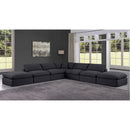 Meridian Comfy Black Linen Textured Fabric Modular Sectional IMAGE 2