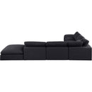 Meridian Comfy Black Linen Textured Fabric Modular Sectional IMAGE 3