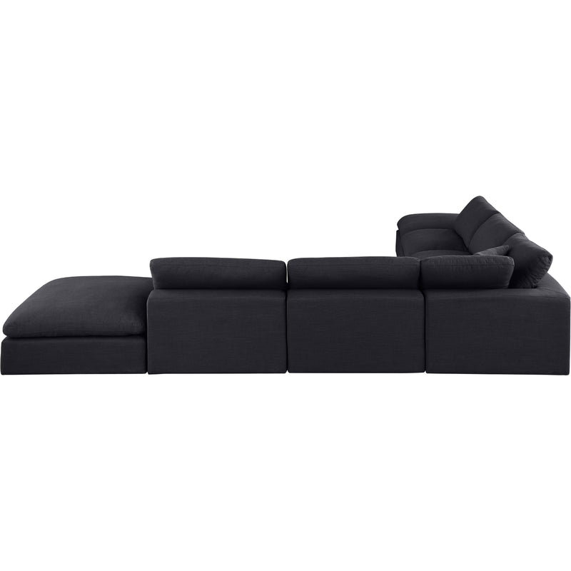 Meridian Comfy Black Linen Textured Fabric Modular Sectional IMAGE 3