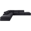 Meridian Comfy Black Linen Textured Fabric Modular Sectional IMAGE 4