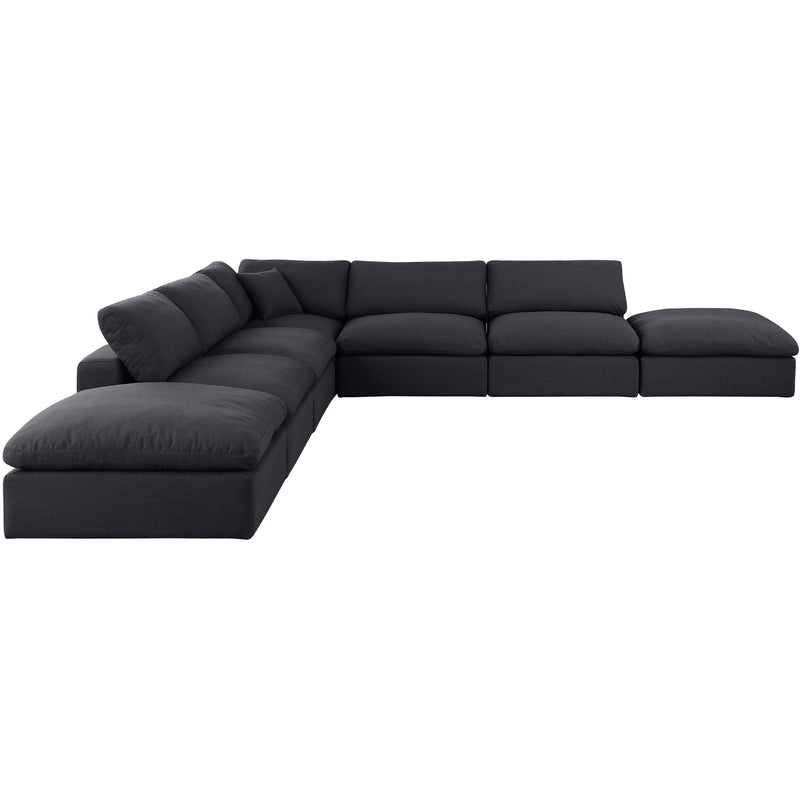 Meridian Comfy Black Linen Textured Fabric Modular Sectional IMAGE 4
