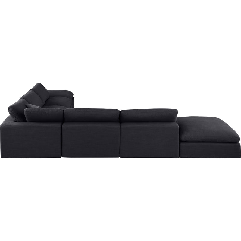 Meridian Comfy Black Linen Textured Fabric Modular Sectional IMAGE 5