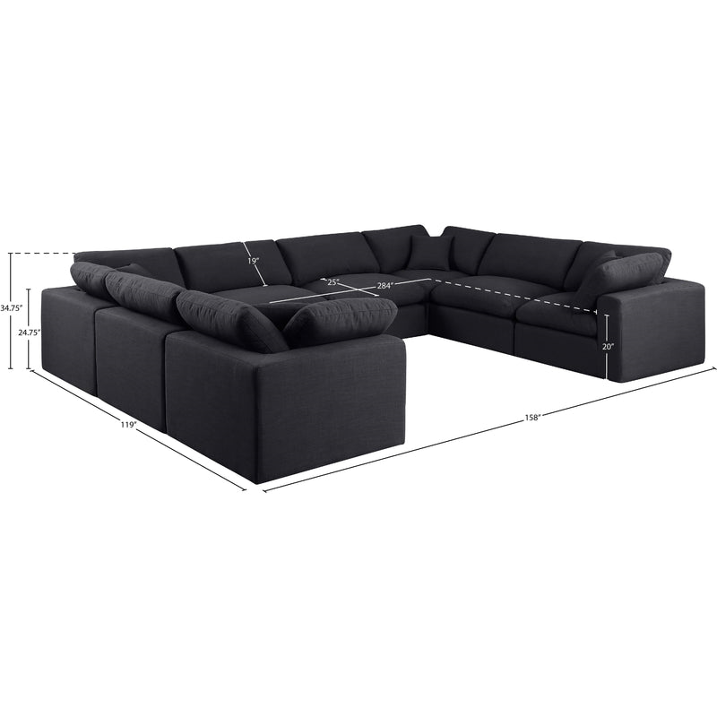 Meridian Comfy Black Linen Textured Fabric Modular Sectional IMAGE 10