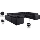 Meridian Comfy Black Linen Textured Fabric Modular Sectional IMAGE 11