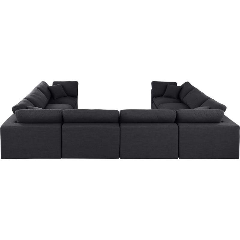 Meridian Comfy Black Linen Textured Fabric Modular Sectional IMAGE 3