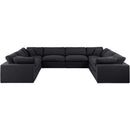 Meridian Comfy Black Linen Textured Fabric Modular Sectional IMAGE 4