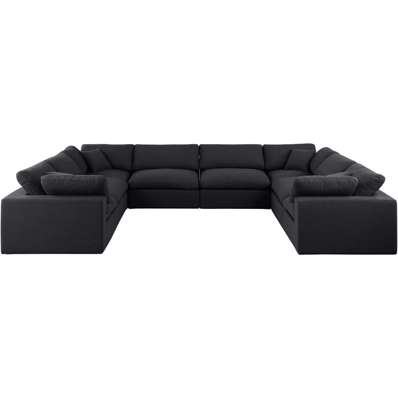 Meridian Comfy Black Linen Textured Fabric Modular Sectional IMAGE 4