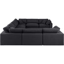 Meridian Comfy Black Linen Textured Fabric Modular Sectional IMAGE 5