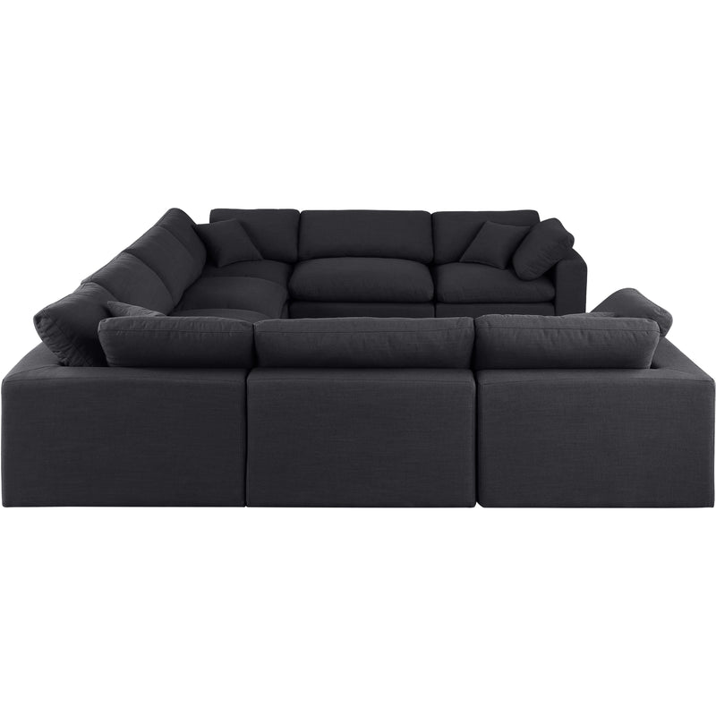 Meridian Comfy Black Linen Textured Fabric Modular Sectional IMAGE 5