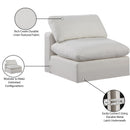Meridian Comfy Cream Linen Textured Fabric Modular Armless Chair IMAGE 10