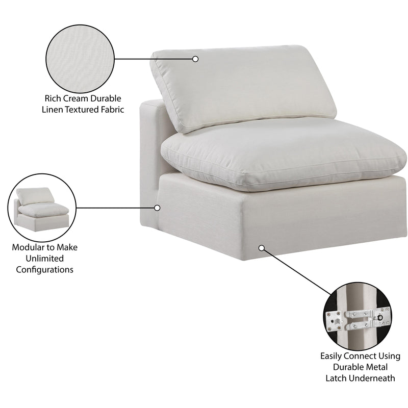 Meridian Comfy Cream Linen Textured Fabric Modular Armless Chair IMAGE 10