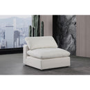 Meridian Comfy Cream Linen Textured Fabric Modular Armless Chair IMAGE 2