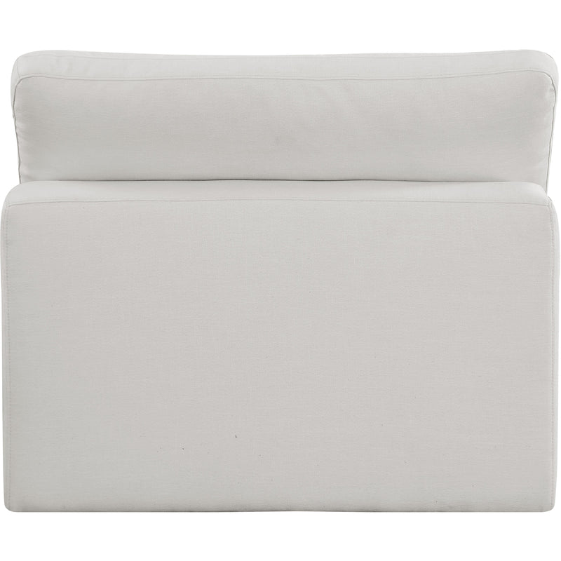 Meridian Comfy Cream Linen Textured Fabric Modular Armless Chair IMAGE 3