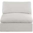 Meridian Comfy Cream Linen Textured Fabric Modular Armless Chair IMAGE 4