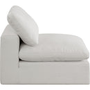 Meridian Comfy Cream Linen Textured Fabric Modular Armless Chair IMAGE 5