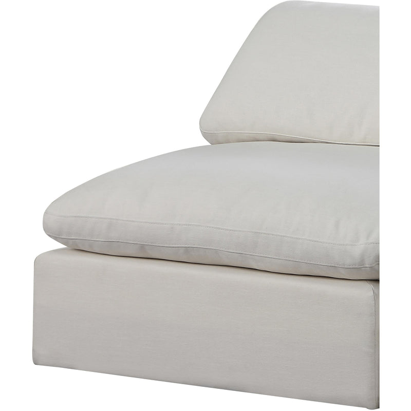 Meridian Comfy Cream Linen Textured Fabric Modular Armless Chair IMAGE 7