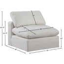 Meridian Comfy Cream Linen Textured Fabric Modular Armless Chair IMAGE 9
