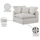 Meridian Comfy Cream Linen Textured Fabric Modular Corner Chair IMAGE 10