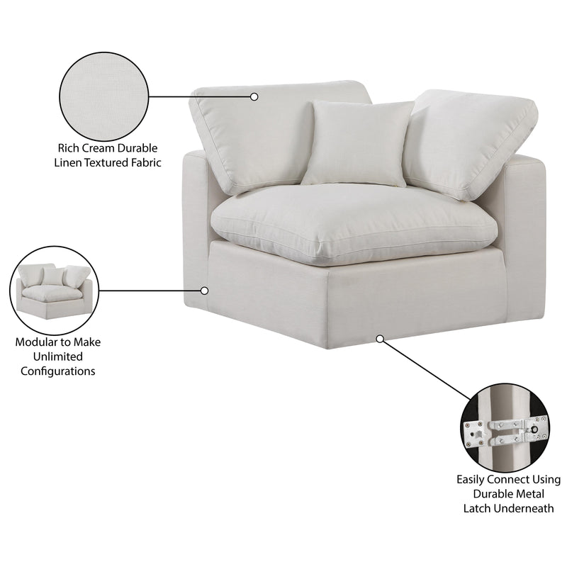 Meridian Comfy Cream Linen Textured Fabric Modular Corner Chair IMAGE 10